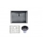 Gun Metal Grey Stainless Steel Handmade Top/Undermount Single Bowl Kitchen Sink 600x450x230mm